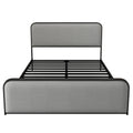 Modern Metal Bed Frame With Curved Upholstered Headboard And Footboard Bed With Under Bed Storage, Heavy Duty Metal Slats, Queen Size, Grey Grey Metal Modern Metal