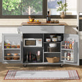 K&K Rolling Kitchen Island With Storage, Kitchen Cart With Rubber Wood Top, Spacious Drawer With Divider And Internal Storage Rack, Kitchen Island On Wheels With Adjustable Shelf Tower Rack, Grey Grey Kitchen Classic,European,Modern Rectangular Kitchen