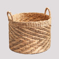 Round Water Hyacinth Seagrass Woven Basket With Handles 15