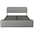 Modern Metal Bed Frame With Curved Upholstered Headboard And Footboard Bed With Under Bed Storage, Heavy Duty Metal Slats, King Size, Grey Grey Metal Modern Metal