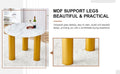 Round White Dining Table, Artificial Marble Glass Stickers, Golden Mdf Legs, Kitchen Dining Table, Living Room Dining Table 40 