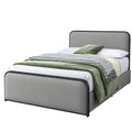 Modern Metal Bed Frame With Curved Upholstered Headboard And Footboard Bed With 4 Storage Drawers, Heavy Duty Metal Slats, Full Size, Grey Grey Metal Modern Metal