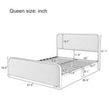 Modern Metal Bed Frame With Curved Upholstered Headboard And Footboard Bed With Under Bed Storage, Heavy Duty Metal Slats, Queen Size, Grey Grey Metal Modern Metal