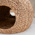 Gertrude Water Hyacinth Woven Wicker Round Cat Bed Cave With Handles 18