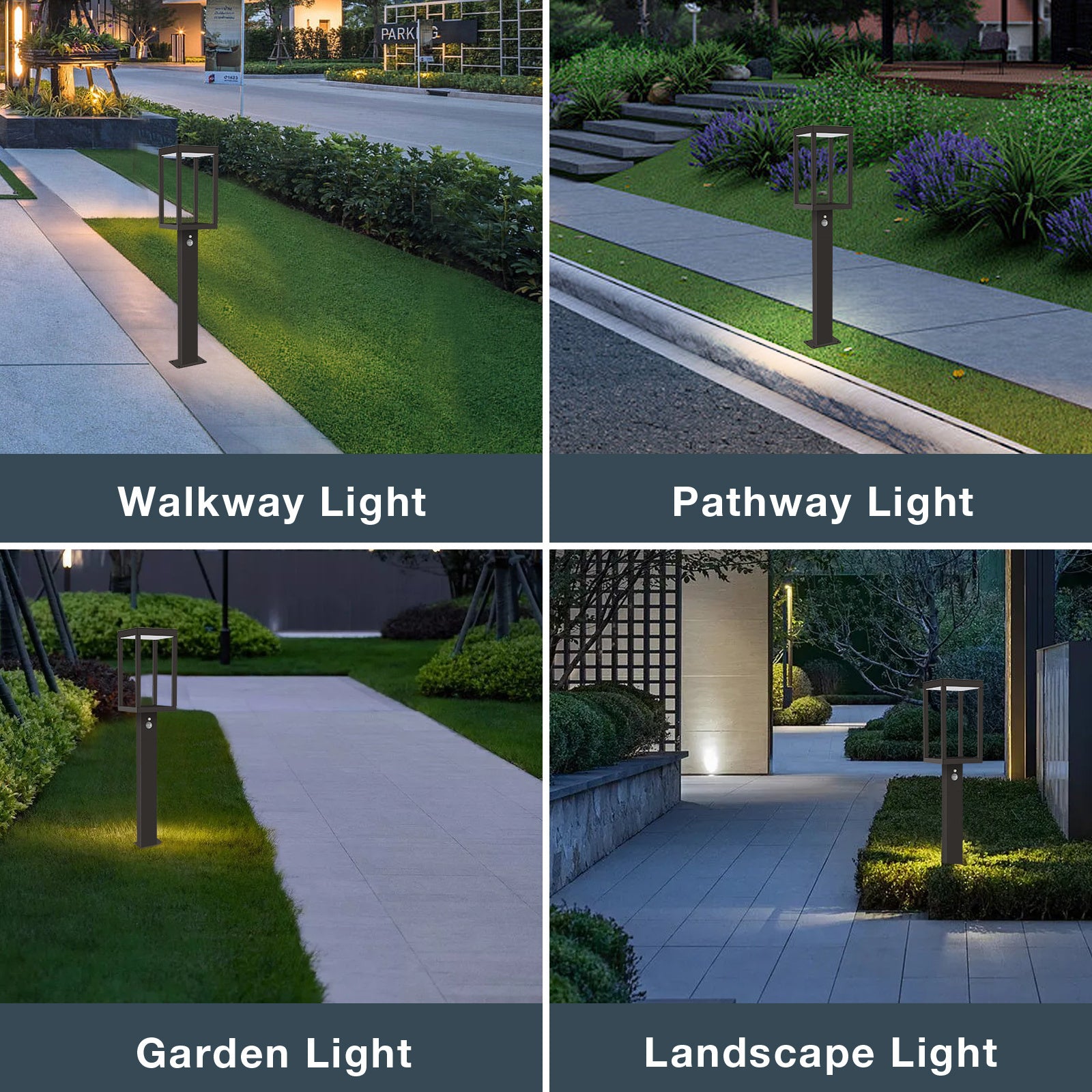 Solar Outdoor Light Pathway Dusk To Dawn Garden Lighting Black Metal