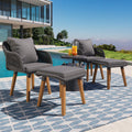 K&K 5 Pieces Patio Furniture Chair Sets, Patio Conversation Set With Wicker Cool Bar Table, Ottomans,Outdoor Furniture Bistro Sets For Porch,Backyard,Balcony,Poolside Grey Yes Complete Patio Set Grey Weather Resistant Frame Fade Resistant Cushion Garden