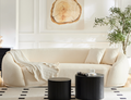 3 Person Sofa Modern Combination Half Moon Casual Teddy Bear Wool Sofa Curved Sofa, Snow White White Primary Living Space Medium Soft Delicate Duty Fabric 3 Seat