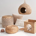 Water Hyacinth Woven Wicker Square Cat Bed Cave 13