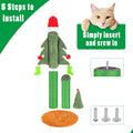 32'' Cat Scratching Post, Tall Christmas Tree Cat Scratcher With 3 Posts And Cute Dangling Teaser Balls, Natural Sisal Rope Cat Toys For Kitty And Adult Cats Green Cat Paper