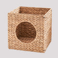 Water Hyacinth Woven Wicker Square Cat Bed Cave 13