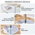 A Glass Tabletop With A Diameter Of 35 Inches And A Modern Minimalist Circular Dining Table With Electroplated Silver Metal Legs. Suitable For Restaurants, Living Rooms, And Conference Rooms.Dt 1166 Transparent Glass Metal