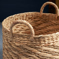 Round Water Hyacinth Seagrass Woven Basket With Handles 15