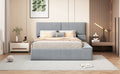 Queen Size Upholstered Platform Bed With Lateral Storage Compartments And Thick Fabric, Velvet, Gray Gray Velvet