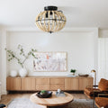 Beaded Fan Lamp Wood Beaded Chandelier Oak White White Modern Iron