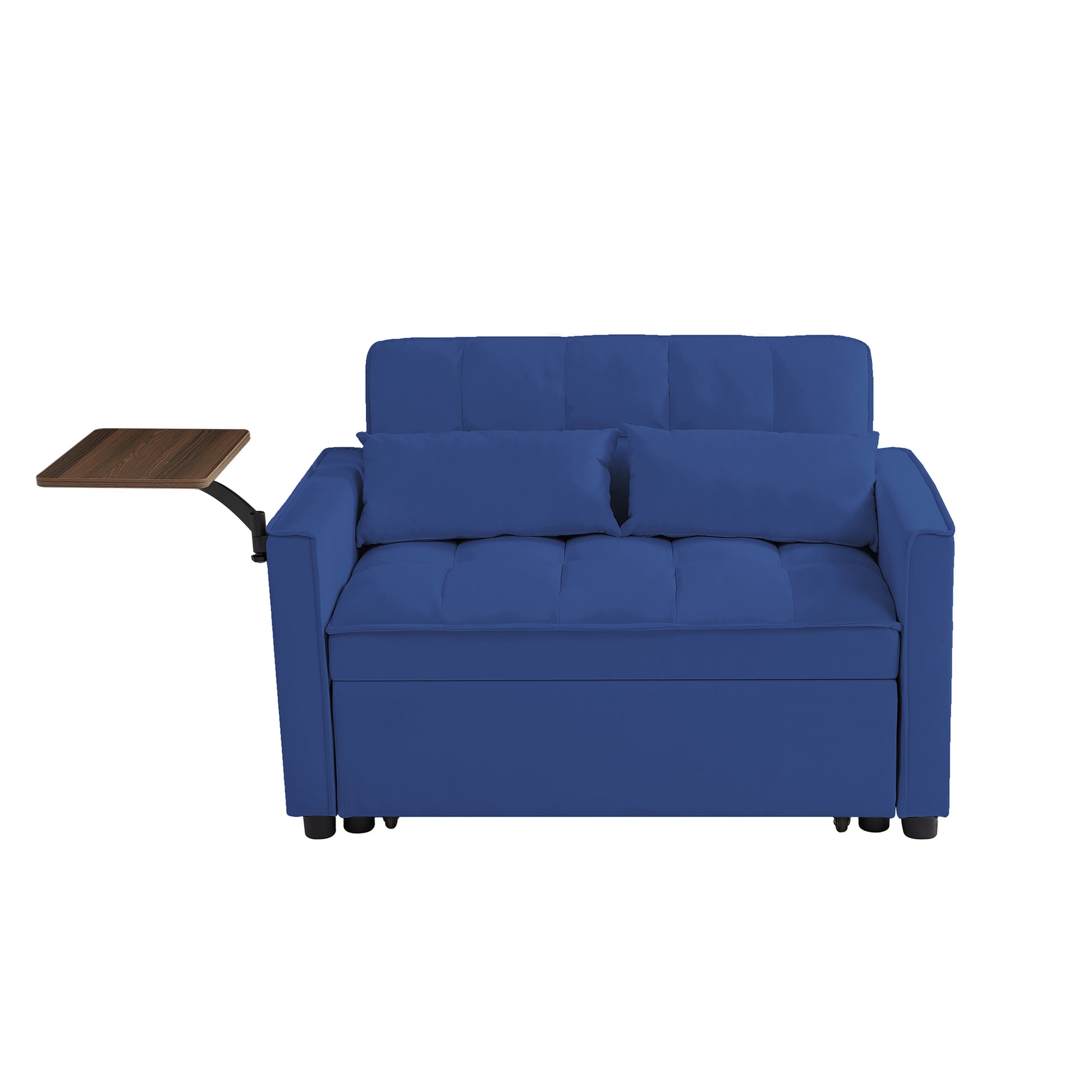 Blue Velvet Loveseat Sofa Bed Blue Wood Tufted Back Square Arms Foam Velvet 2 Seat