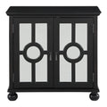 Classic Storage Cabinet 1Pc Modern Traditional Accent Chest With Mirror Doors Antique Black Finish Pendant Pulls Wooden Furniture Living Room Bedroom Accent Chests 1 2 Shelves Antique Antique Black Primary Living Space Modern,Traditional Wood