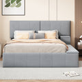 Queen Size Upholstered Platform Bed With Lateral Storage Compartments And Thick Fabric, Velvet, Gray Gray Velvet