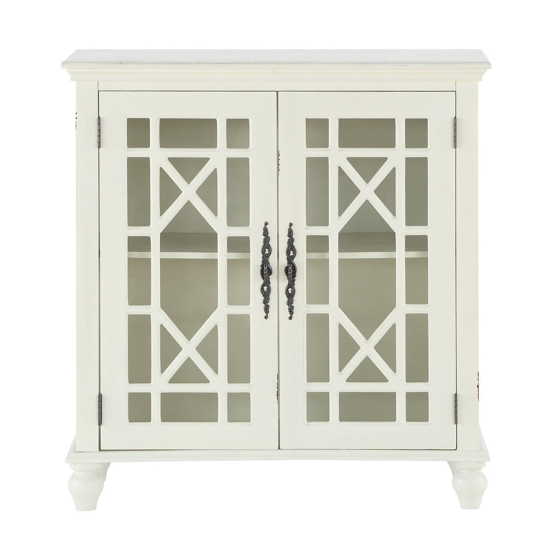 Antique White Accent Chest 1Pc Classic Storage Cabinet Shelves Glass Inlay Doors Wooden Traditional Design Furniture Accent Chests 1 2 Shelves Antique Antique White Primary Living Space Modern,Traditional Wood