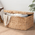 Rectangular Curve Water Hyacinth Woven Wicker Trunk With Handles 26