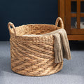 Round Water Hyacinth Seagrass Woven Basket With Handles 15