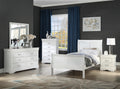 Louis Phillipe White Finish Twin Size Panel Sleigh Youtbed Solid Wood Wooden Bedroom Furniture Twin White Contemporary Solid Wood