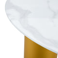 Round White Dining Table, Artificial Marble Glass Stickers, Golden Mdf Legs, Kitchen Dining Table, Living Room Dining Table 40 