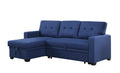 Upholstered Pull Out Sectional Sofa With Chaise Blue Foam Linen