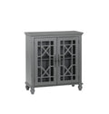 Antique Grey Accent Chest 1Pc Classic Storage Cabinet Shelves Glass Inlay Doors Wooden Traditional Design Furniture Accent Chests 1 2 Shelves Antique Antique Gray Primary Living Space Modern,Traditional Wood