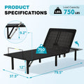 Adjustable Bed Base,Bed Frame With Head And Foot Incline,Anti Snore, Wireless Control, Txl Twin Xl Antique Black Steel