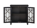 Antique Black Accent Chest 1Pc Classic Storage Cabinet Shelves Glass Inlay Doors Wooden Traditional Design Furniture Accent Chests 1 2 Shelves Antique Antique Black Primary Living Space Modern,Traditional Wood