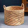 Round Water Hyacinth Seagrass Woven Basket With Handles 15