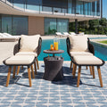 K&K 5 Pieces Patio Furniture Chair Sets, Patio Conversation Set With Wicker Cool Bar Table, Ottomans,Outdoor Furniture Bistro Sets For Porch,Backyard,Balcony,Poolside Black&Beige Yes Complete Patio Set Beige Black Weather Resistant Frame Fade Resistant