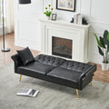 67.71 Inch Faux Leather Sofa Bed With Adjustment Armres Black Light Brown Faux Leather Wood Primary Living Space Medium Soft Loose Back Contemporary Eucalyptus Square Arms Foam Pvc 2 Seat