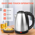 Stainless Steel Electric Tea Kettle, Electric Kettles For Boiling Water, 1.7L Electric Kettle, Cordless Water Boiler With 360 Degree Rotational Base, Automatic Shut Off, 1000W, Silver Black Black Kitchen Stainless Steel