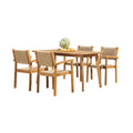 Mauricio 5 Piece Acacia Wood Dining Set With Stacking Chair Natural & Light Brown Acacia Wood
