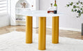 Round White Dining Table, Artificial Marble Glass Stickers, Golden Mdf Legs, Kitchen Dining Table, Living Room Dining Table 40 