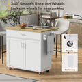 K&K Rolling Kitchen Island With Storage, Kitchen Cart With Rubber Wood Top, Spacious Drawer With Divider And Internal Storage Rack, Kitchen Island On Wheels With Adjustable Shelf Tower Rack, White White Kitchen Classic,European,Modern Rectangular Kitchen