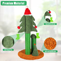 32'' Cat Scratching Post, Tall Christmas Tree Cat Scratcher With 3 Posts And Cute Dangling Teaser Balls, Natural Sisal Rope Cat Toys For Kitty And Adult Cats Green Cat Paper