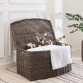 Joseph Rectangular Curve Resin Woven Wicker Trunk With Handles 24