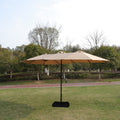 15X9Ft Large Double Sided Rectangular Outdoor Twin Patio Market Umbrella With Light And Base Taupe Taupe Metal