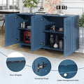 Modern Style Sideboard With Superior Storage Space, Hollow Door Design And 2 Adjustable Shelves For Living Room And Dining Room Navy Blue Navy Blue Dining Room Adjustabel Shelves Mdf