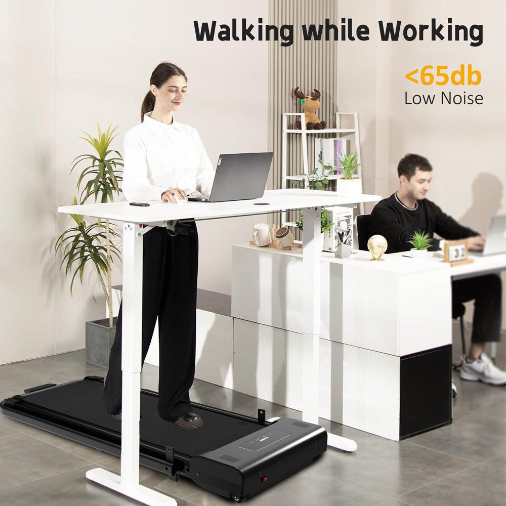 Under Desk Treadmill, Walking Pad, 2 In 1 Portable Treadmill With Handle Remote Control Led Display, Walking Jogging Machine For Home Office Use 265 Lbs Black Abs Rubber Steel Q235