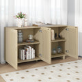 Modern Style Sideboard With Superior Storage Space, Hollow Door Design And 2 Adjustable Shelves For Living Room And Dining Room Almond Almond Dining Room Adjustabel Shelves Mdf