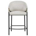 Beige And Glossy Black Sloped Arm Counter Height Stools Set Of 2 Solid Beige Dining Room Spot Clean Contemporary,Modern Bar Stools Solid Back Set Of 2 Foam Fabric