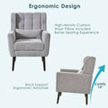 Modern Accent Chair,Chenille Arm Chairs For Living Room,Upholstered Mordern Armchair,Comfy Soft Padded Lounge Chair In Small Space, Bedroom, W Pillow, Solid Wood Leg Gray Grey Light Brown Primary Living Space Modern Rubberwood Foam Chenille