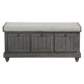 1Pc Durable Storage Bench Dark Gray Finish Foam Cushioned Seat Upholstery Flip Top Seat Solid Wood Home Furniture Distressed Finish Dark Gray Polyester Primary Living Space Grey Flip Top Solid Wood