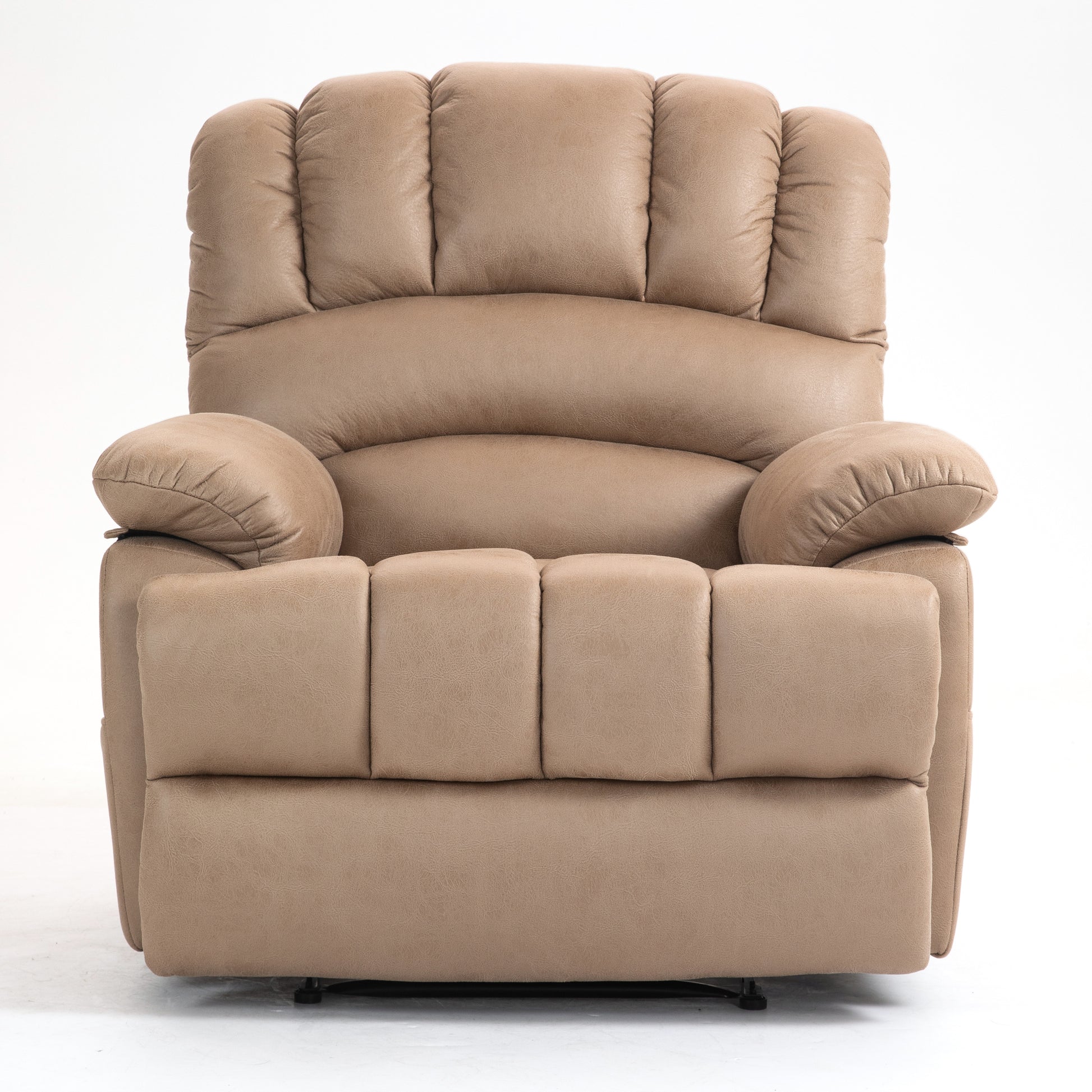 Large Manual Recliner Chair In Fabric For Living Room, Yellow Yellow Polyester Manual Handle Metal Primary Living Space Medium Firm Cushion Back Heavy Duty American Design Pine Pillow Top Arms Fiber Foam And Polyester Fiber Pad Fabric