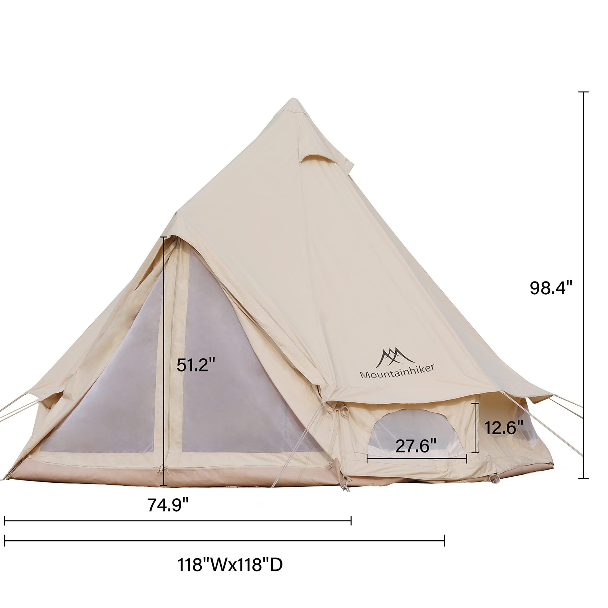 4 5 Person Mongolian Tent, Glamping Tent With Cool Ventilation Mosquito Net Doors & Windows, Outdoor Waterproof Oxford Yurt Tent Dome Tent For Family Camping Party, 11''X118''X98'' Yellow Garden & Outdoor Water Resistant Portable Steel