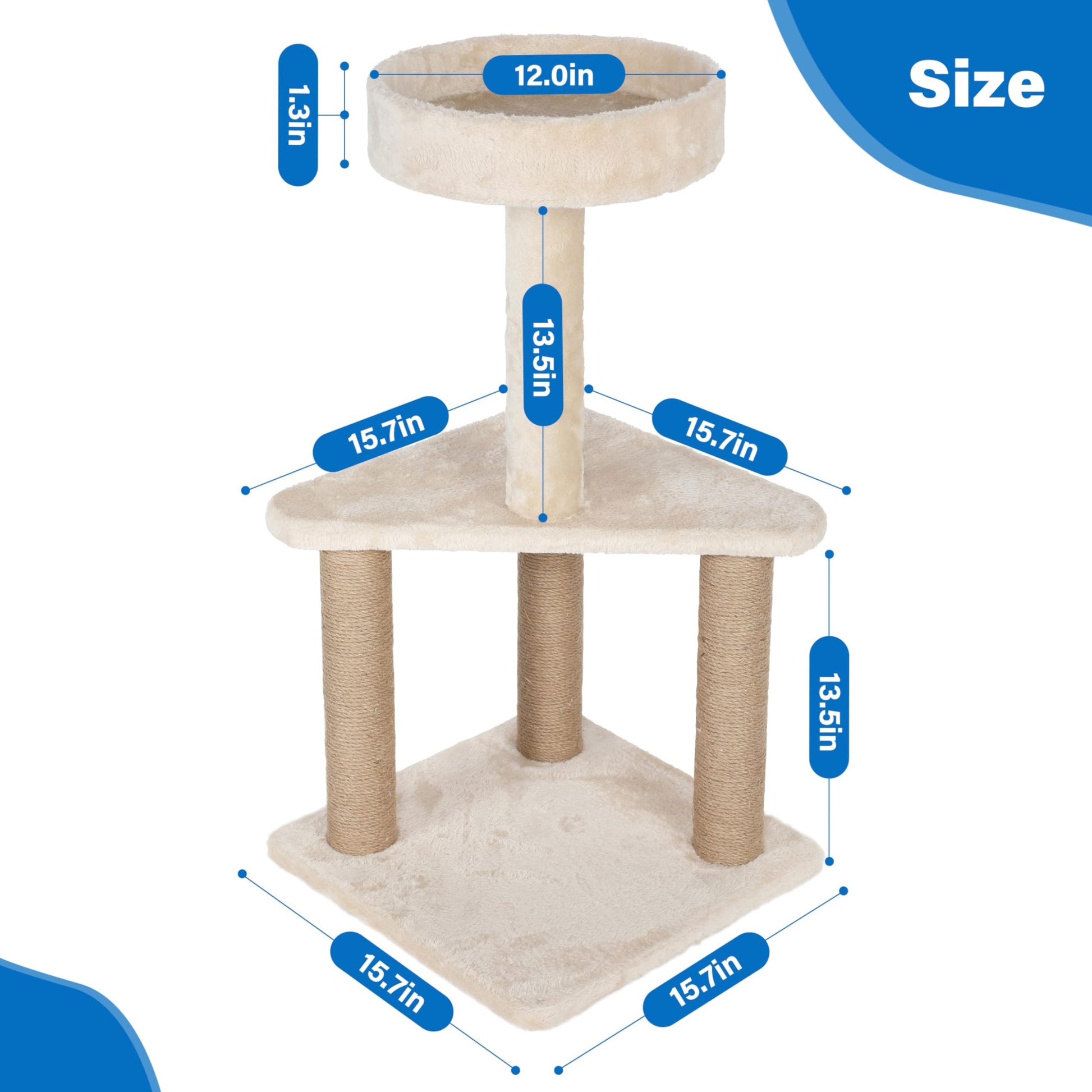 Cat Tree With Sisal Covered Scratching Post, 31.8 Inches Cat Tower With Plush Perchesfor Indoor Cats,15.7 X 31.8 Inches, Furniture Protect,Beige Brown Cat Paper