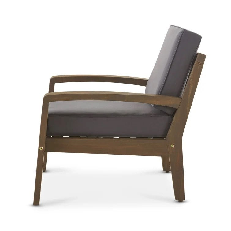 Grenada Club Chair Grey Wood Waterproof Fabric